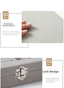 Detail of premium grey velvet texture and silver metal buckle on jewelry box
