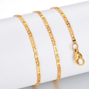 18K gold plated stainless steel chunky link chain necklace with secure lobster clasp closure