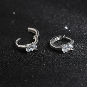 Elegant S925 sterling silver hoop earrings with 8A oval cubic zirconia stones