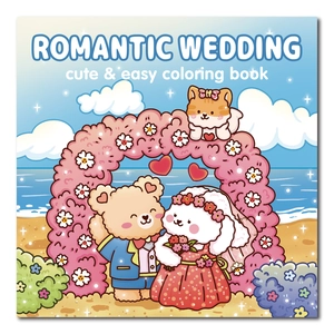 Libro de Colorear Kawaii Amor Boda Romántico Fácil Pintura Dibujo para Niños Adultos Alivio del Estrés Regalo de Arte