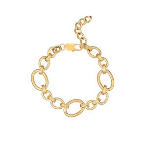 Minimalist golden titanium steel chunky chain bracelet with adjustable lobster clasp