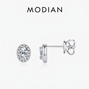 Oval Cut Zircon Stud Earrings With 925 Sterling Silver Earring Post Halo Design Geometric Elegant Jewelry For Women