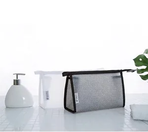 Portable Mesh Toiletry Bag Waterproof Transparent Cosmetic Makeup Pouch For Travel Storage Large Capacity