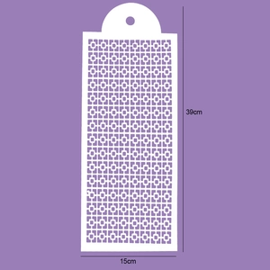 Detail of 39x15cm stencil with geometric grid pattern for cake decorating and baking