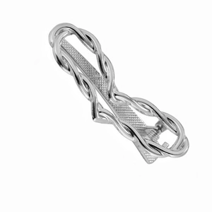 Minimalist silver wavy metal heart hair clip with a stylish twisted weave design