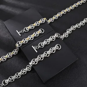 Byzantine King Chain Necklace Stainless Steel Heavy Chunky Link With Toggle Clasp Punk Hip Hop Jewelry For Men