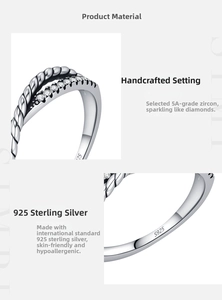 Detailed view of S925 sterling silver stamp and hand-set zircon on twisted ring