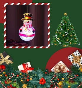 Detail of Christmas snowman curtain light with multi-color LED glowing effect