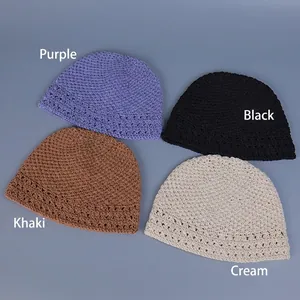 Handmade Crochet Cotton Bucket Hat Hollow Out Breathable Fisherman Cap Foldable Boho Summer Sun Hat For Women