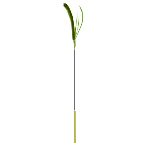 Juguete para gatos de caña larga con vara de acero flexible y peluche de oruga verde