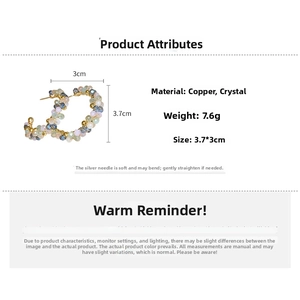 Detailed size and weight specs for crystal beaded hoop earrings with gold accents