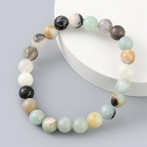 8mm Natural Amazonite Stone Beaded Bracelet For Women Men Multi Colored Elastic Cord Handmade Healing Crystal Jewelry Gift
