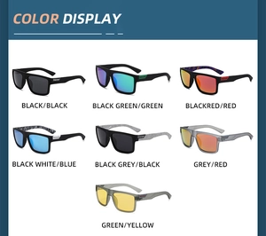 Matrix color display of polarized sport sunglasses in seven diverse frame finishes