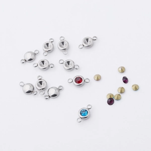 Supports de pierre de naissance 6,5mm en acier et breloques en cristal pour bijoux DIY