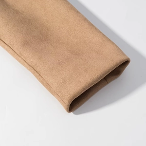 Classic camel faux suede jacket featuring refined stitching and high-quality cuffs detail