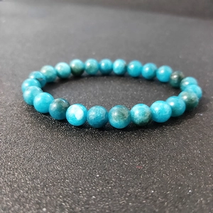 8mm natural blue apatite beaded bracelet for women with polished round stones on black surface