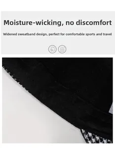 Détail du bandeau anti-transpiration large sur casquette pied-de-poule pour l'humidité