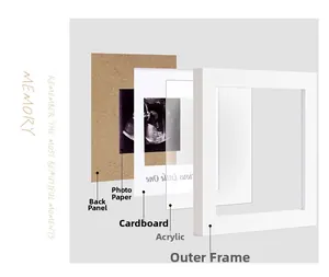 Detailed layered structure of wooden ultrasound frame with glass and backing