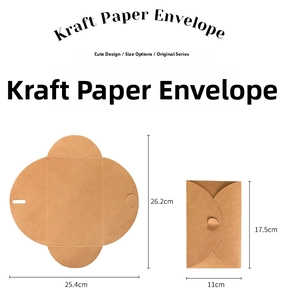 Kraft paper envelope detail showing folded and unfolded dimensions and petal shape design