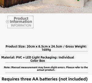 Detailed size specifications for LED Christmas lantern with snowy village scene decoration