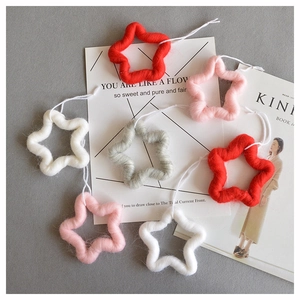 Christmas Star Hanging Ornament Wool Felt Plush Five Pointed Star Tree Decor Holiday Party Handmade Style Decoration