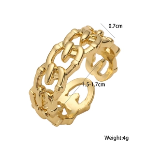 Fashion gold plated chain style geometric open ring for women with minimalist design