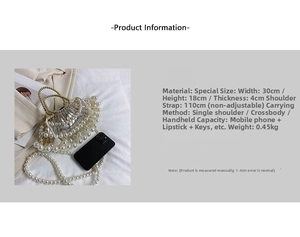 Detailed view of the semi-circular metallic frame and white faux pearl woven surface
