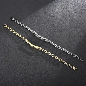 Detail of minimalist gold and silver stainless steel link chains with polished metal bars