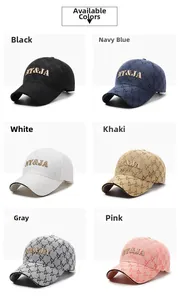 Detailed grid view of stylish baseball caps with premium NY&JA 3D embroidery textures