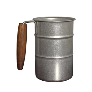 Retro industrial 304 stainless steel beer mug with snowflake pattern and wooden handle
