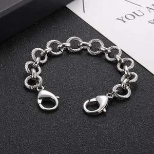 Bracelet chaîne hip hop minimaliste en acier inoxydable avec double fermoirs pour hommes