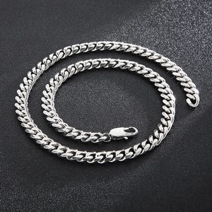Cuban Link Chain Necklace Stainless Steel Polished Hip Hop Style Punk Jewelry For Men And Women