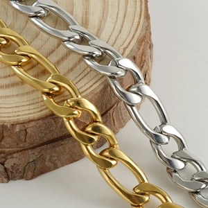 18K gold and silver plated stainless steel Figaro link chain necklaces for men