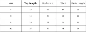 Tableau des tailles pour ensemble de lingerie en dentelle avec mesures S M L et XL