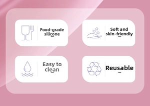 Silicone eyeliner helper tool feature details showing food grade material and soft skin design.