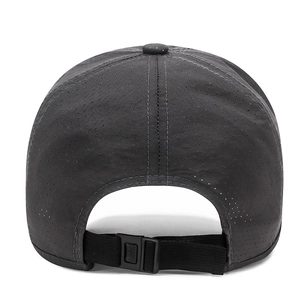 Unisex dark grey breathable mesh baseball cap with adjustable strap and quick-dry fabric