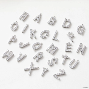 Detailed set of 26 large 14K gold plated alphabet pendants with cubic zirconia for DIY jewelry