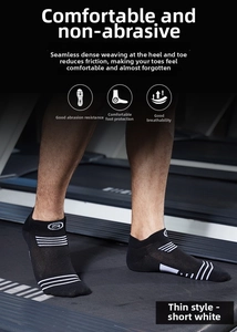 Macro view of seamless mesh knit running socks with breathable weave on a treadmill