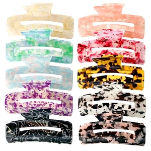 Large Rectangle Hair Claw Clip Acetate Hollow Non-slip Grip Clamp For Women Marble Tortoiseshell Hair Accessories