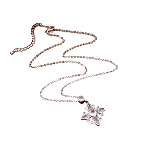 French style adjustable rose gold flower pendant necklace with zircon for women