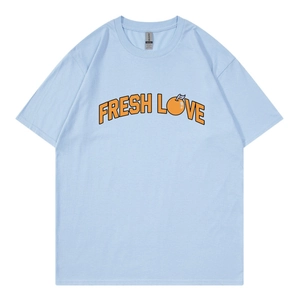 T-shirt bleu clair Sturniolo Triplets Fresh Love avec imprimé graphique orange