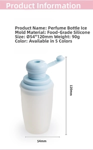 Detailed size specifications of perfume bottle shaped silicone ice roller for facial cooling