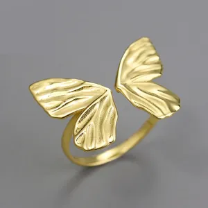 Butterfly Ring 925 Sterling Silver Open Adjustable Textured Wings Elegant Sweet Style Jewelry For Women