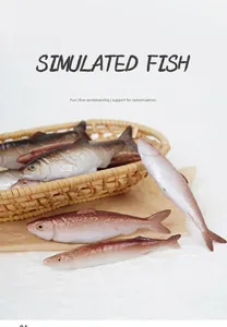Macro view of lifelike simulated small fish models with realistic textures in a basket