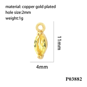 Detailed size specifications for 18K gold plated marquise pendant with yellow cubic zirconia