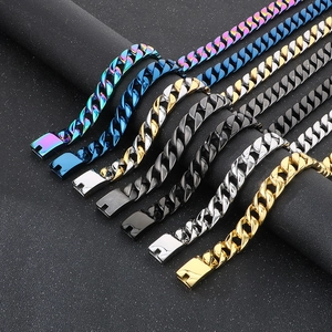 Cuban Link Chain Necklace Stainless Steel Heavy Hip Hop Punk Style Men Fashion Jewelry Accessory For Daily Wear
