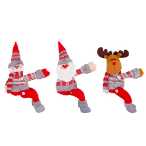 Christmas plush dolls set featuring Santa, Snowman and Reindeer for holiday home decoration