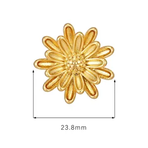 Polished 18k gold plated stainless steel daisy stud earrings with 23.8mm diameter size