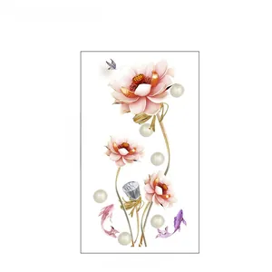 Adesivo per sedile WC con fiori di loto rosa e carpe koi in elegante stile cinese