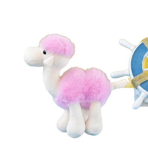 Cuddly pink and white plush camel toy keychain charm for handbags backpacks and gift decorations